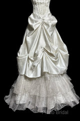 Chic Ball Gown Strapless Taffeta Ivory Long Wedding Dresses Bridal Dresses