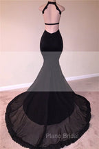 Chic Black Open Back Lace Formal Prom Dresses Sleeveless See Through Tulle Evening Gown