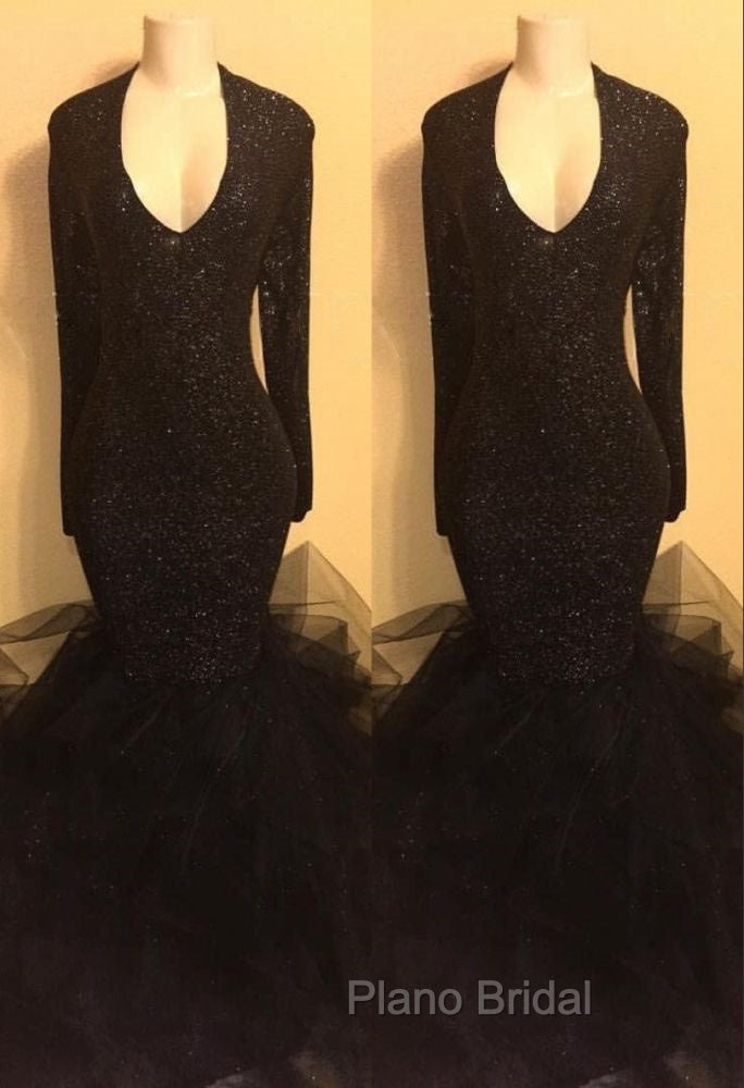Chic black sequins Formal Prom Dresses, ruffles evening Dresses Secondary image
