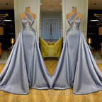 Chic Halter Beadings Long Evening Dresses With Detachable Skirt