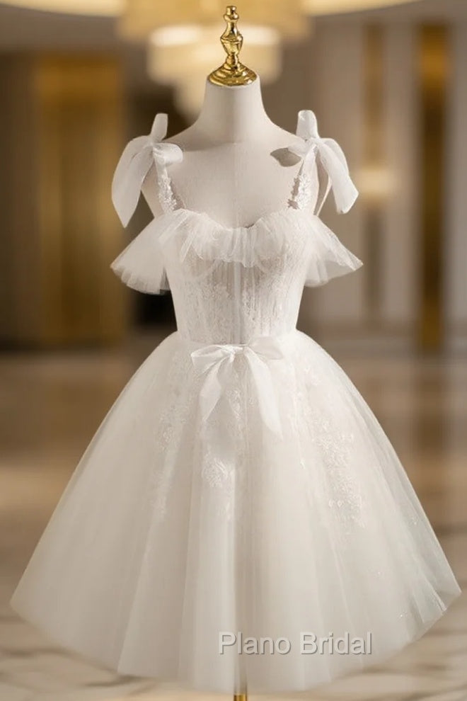 Chic Ivory Tulle Homecoming Dresses with Lace, Short Sweetheart Formal Prom Dresses Main image