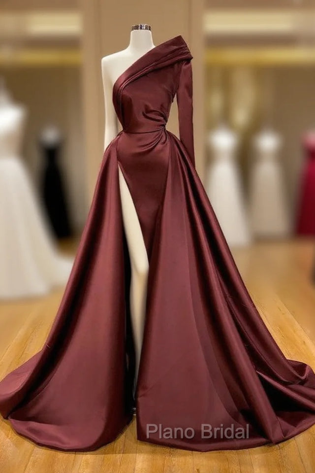 Chic Long Sleeve One Sleeve Evening Dresses With Split On Sale Main image