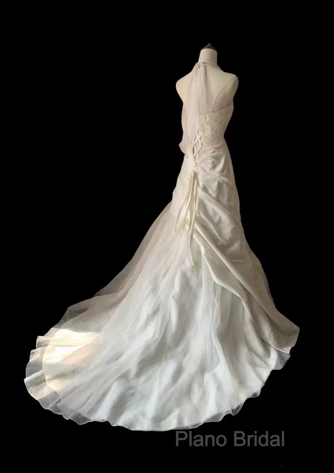 Chic Mermaid Halter Satin Ivory Long Wedding Dresses Bridal Dresses