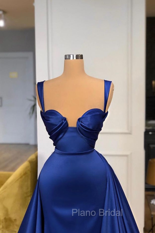 Chic Royal Blue Straps Sweetheart Formal Prom Dresses Overskirt Long