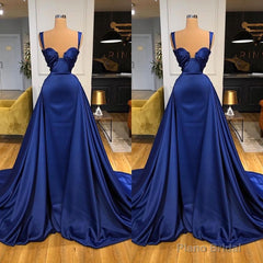 Chic Royal Blue Straps Sweetheart Prom Dress Overskirt Long