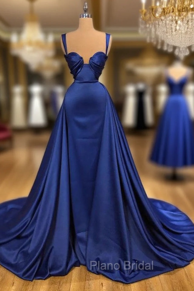 Chic Royal Blue Straps Sweetheart Formal Prom Dresses Overskirt Long Main image