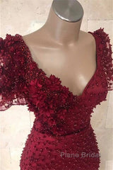 Chic V-neck Flower(s) Mermaid Formal Prom Dress