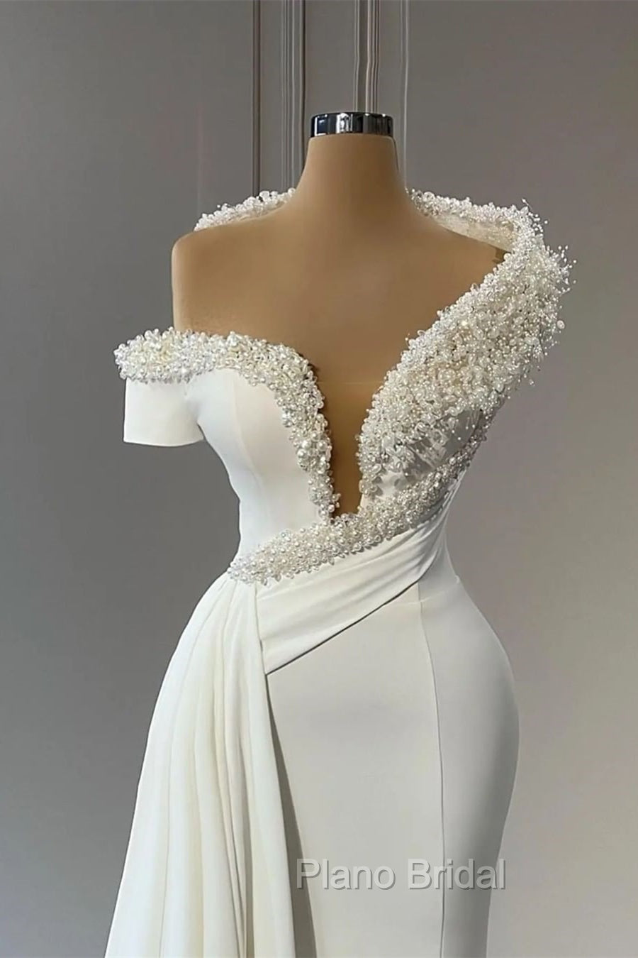 Chic V-neck Off-the-shoulder Beading Sleeveless Mermaid Bridal Dresses Secondary image