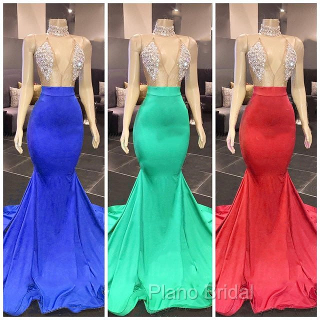 Chic Yellow Sleeveless Crystals Sheer Tulle Formal Prom Dresses New Arrival Mermaid Formal Evening Gowns Secondary image