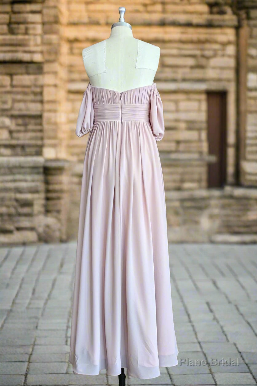 Chiffon Bridesmaid Dresses Long Off Shoulder Formal Gowns Ruffle Wedding Guest Dresses with Slit
