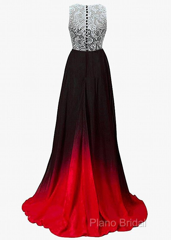 Chiffon Jewel Neckline Ombre A-Line Formal Dresses Secondary image