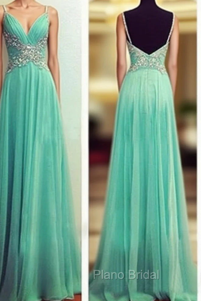 Chiffon Spaghetti Straps Sleeveless Floor-Length With Beading Dresses