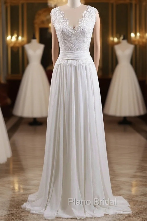 Chiffon Wedding Gown A line Summer Wedding Dresses Lace Bridal Dresses