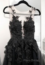 Classic Black Lace Tulle Long Formal Prom Dresses Black Formal Dresses