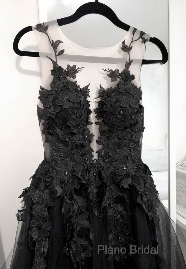 Classic Black Lace Tulle Long Formal Prom Dresses Black Formal Dresses