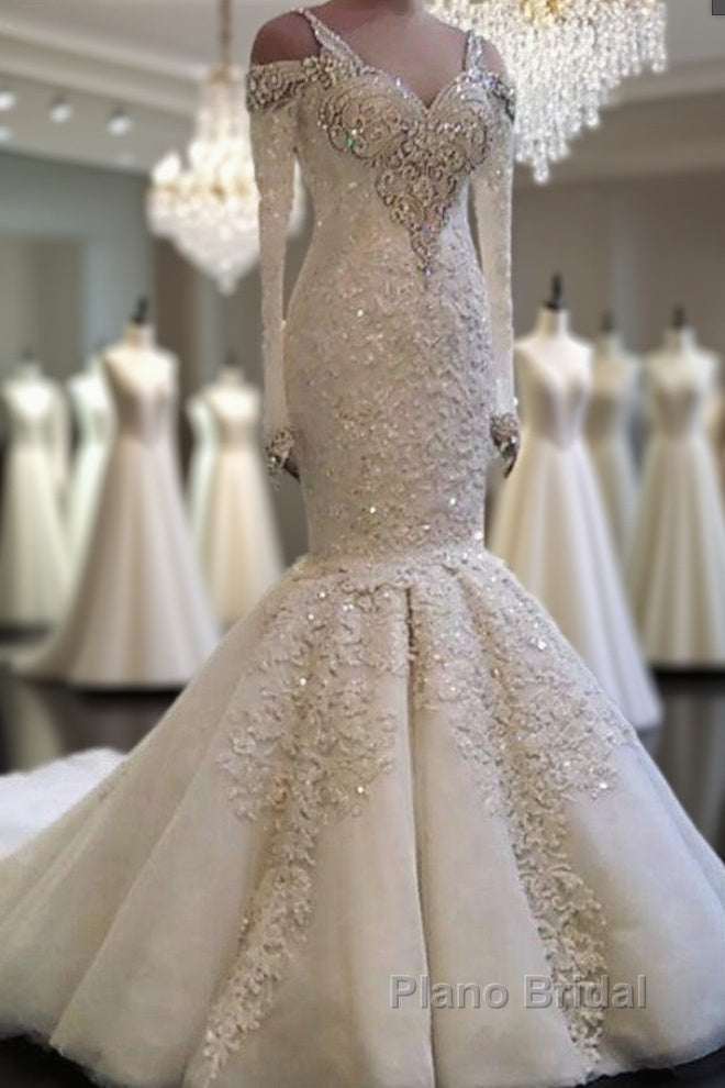 Classic Mermaid Long Sleeves Bridal Gowns Lace Wedding Dresses with Sleeves Main image