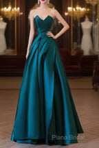 Classy Ball Gown Strapless Satin Ruffles Long Formal Dresses Formal Prom Dresses