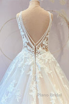 Classy Long Princess Sweetheart Tulle Appliques Lace Wedding Dresses