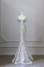 Classy Mermaid Off The Shoulder Neckline Sequin Ruffles Long Evening Dresses Formal Prom Dresses