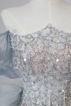 Classy Mermaid Off The Shoulder Neckline Sequin Ruffles Long Evening Dresses Formal Prom Dresses