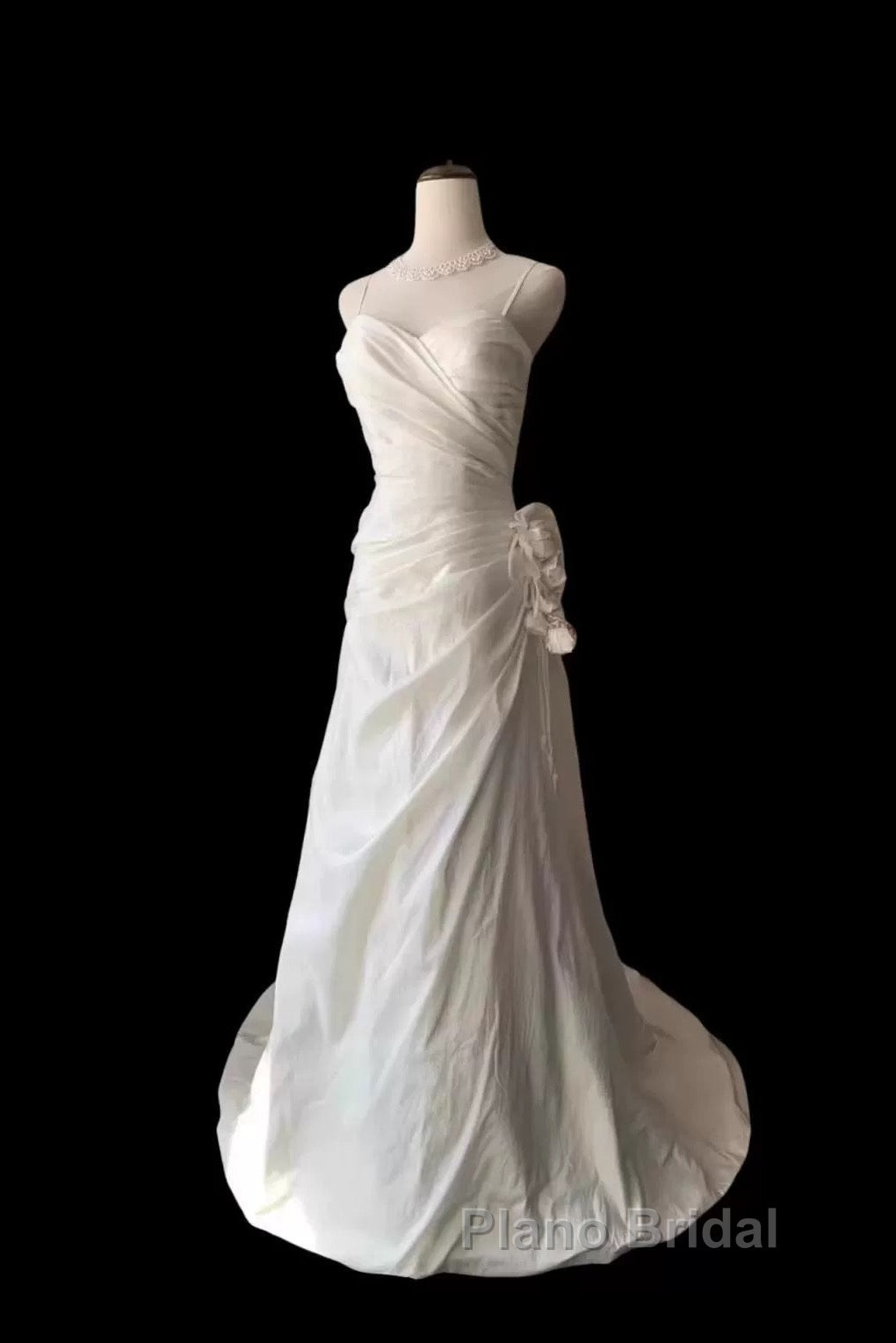 Classy Mermaid Spaghetti Straps White Satin Long Wedding Dresses Bridal Dresses