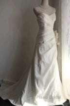 Classy Mermaid Spaghetti Straps White Satin Long Wedding Dresses Bridal Dresses