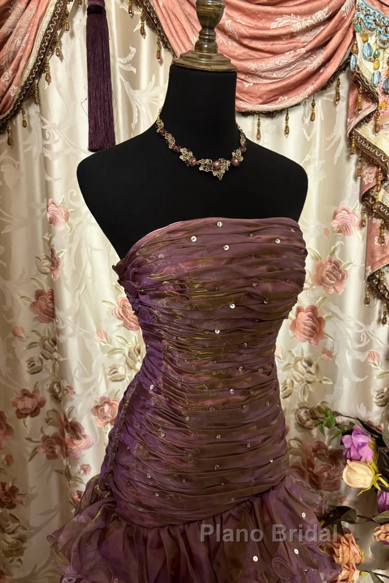 Classy Mermaid Strapless Ruffles Long Evening Dresses Formal Prom Dresses