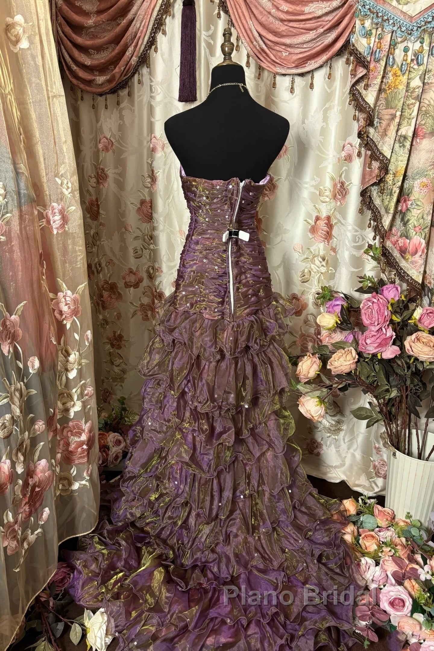 Classy Mermaid Strapless Ruffles Long Evening Dresses Formal Prom Dresses