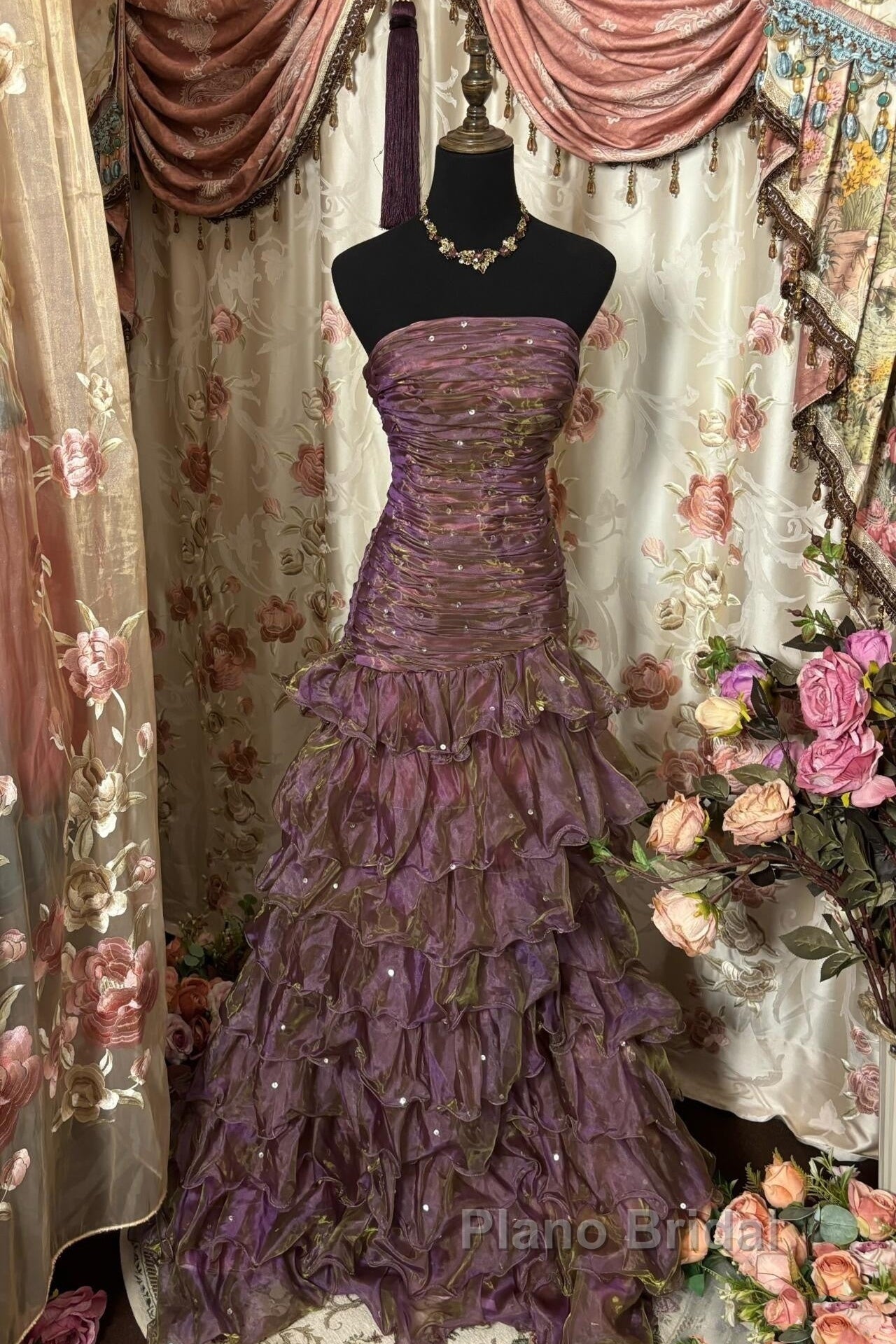 Classy Mermaid Strapless Ruffles Long Evening Dresses Formal Prom Dresses