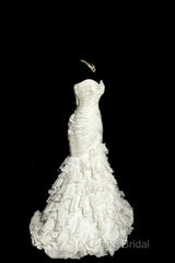 Classy Mermaid Sweetheart Tulle Ivory Long Wedding Dresses Bridal Dresses