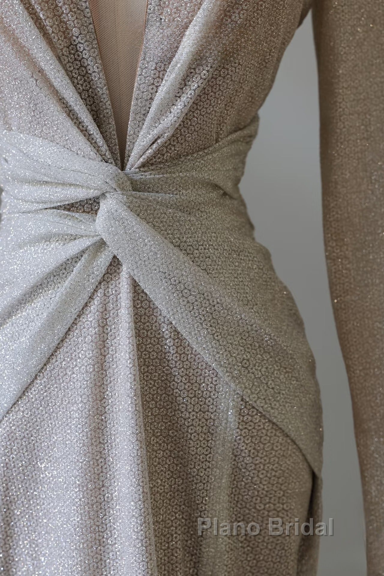 Classy Mermaid V Neckline Long Sleeves Sequin Ruffles Long Evening Dresses Formal Prom Dresses