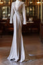 Classy Mermaid V Neckline Long Sleeves Sequin Ruffles Long Evening Dresses Formal Prom Dresses