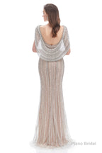 Crystal Beaded Mermaid High Slit Long Prom Dresses