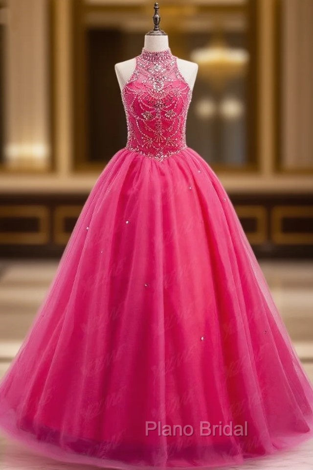 Crystals Sweet 16 Dresses Ball Gowns Halter Tulle Quinceanera Gown Dresses Main image