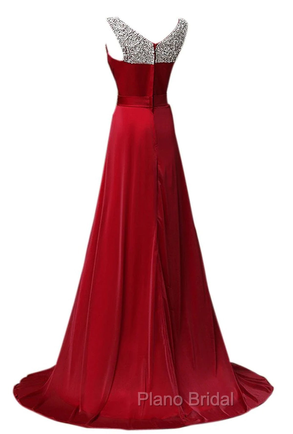 Custom Made A Line Dark Red Round Neck Long Formal Prom Dresses, Bridesmaid Dresses, Formal Dresses
