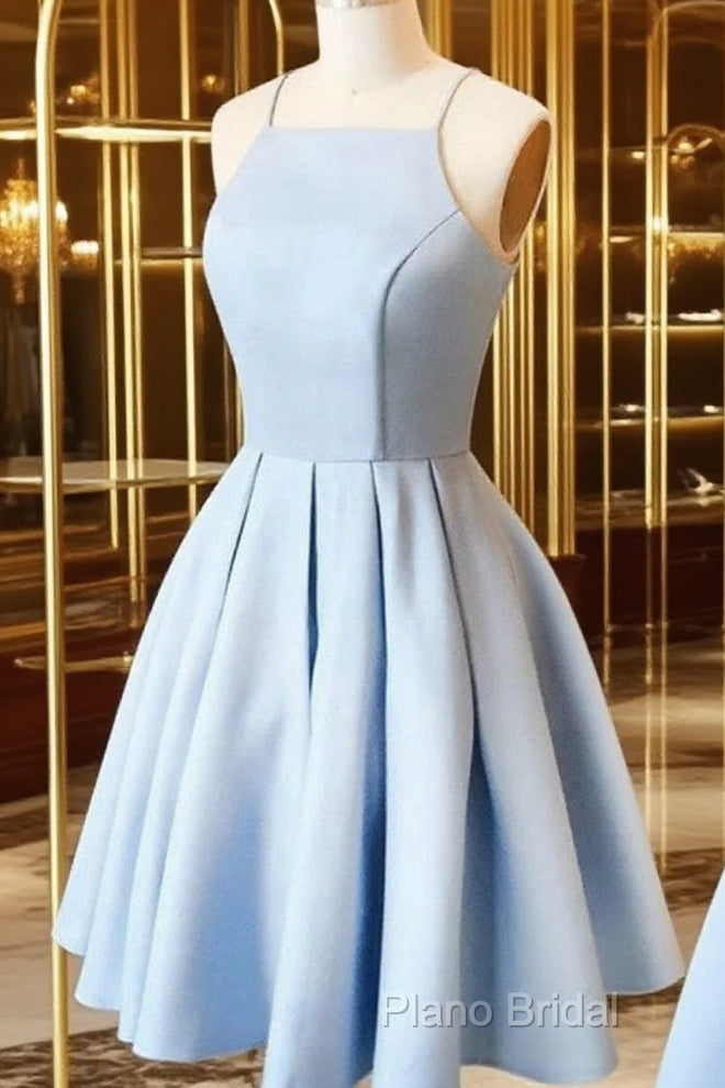 Custom Made A Line Light Blue Short Formal Prom Dresses, Short Blue Homecoming Dresses, Formal Dresses Main image