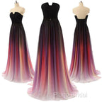 Custom Made Backless Ombre Chiffon Long Formal Prom Dresses, Ombre Bridesmaid Dresses, Formal Dresses