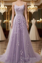 Custom Made Lace Lilac Formal Prom Dresses Violet Purple Long Formal Dresses