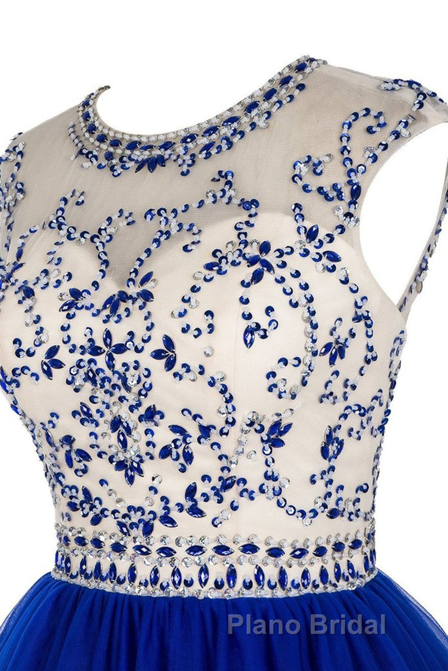 Custom Made Round Neck Cap Sleeves Beading Black Short Formal Prom Dresses Royal Blue Homecoming Dresses, Evening Dresses 2019 Secondary image