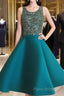 Custom Made Round Neck Sequin Short Green Formal Prom Dresses, Homecoming Dresses