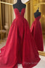 Custom Made Sweetheart Neck Backless Red Ball Gown, Red Formal Prom Dresses, Red Formal Dresses