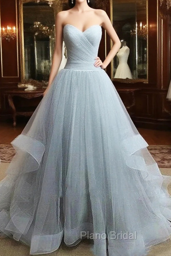 Custom Made Sweetheart Neck Floor Length Light Grey Formal Prom Dresses, Formal Prom Gown, Formal Dresses