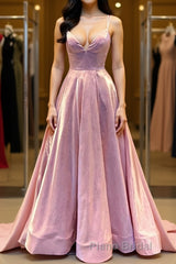 Custom Made V Neck Backless Pink Formal Prom Dress, Backless Pink Formal Dress, Simple Pink Evening Dress