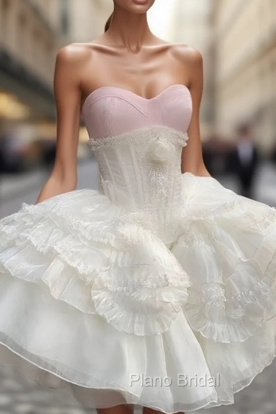 Cute Ball Gown White Straps Homecoming Dresses 18Th Birthday Outfits Main image