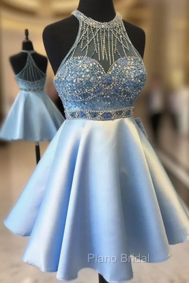 Cute Blue Short Formal Prom Dresses, Blue Homecoming Dresses