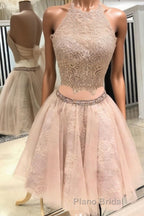 Cute champagne tulle lace short Formal Prom dress, homecoming dress