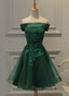 Cute Dark Green Off Shoulder Short Party Dresses, Tulle Homecoming Dresses
