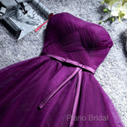 Cute Dark Purple Tulle Short Bridesmaid Dresses, Tulle Party Dresses, Short Formal Dresses