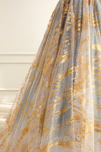 Cute Gradient Tulle Long Formal Dresses, A-Line Strapless Formal Prom Dresses Evening Dresses