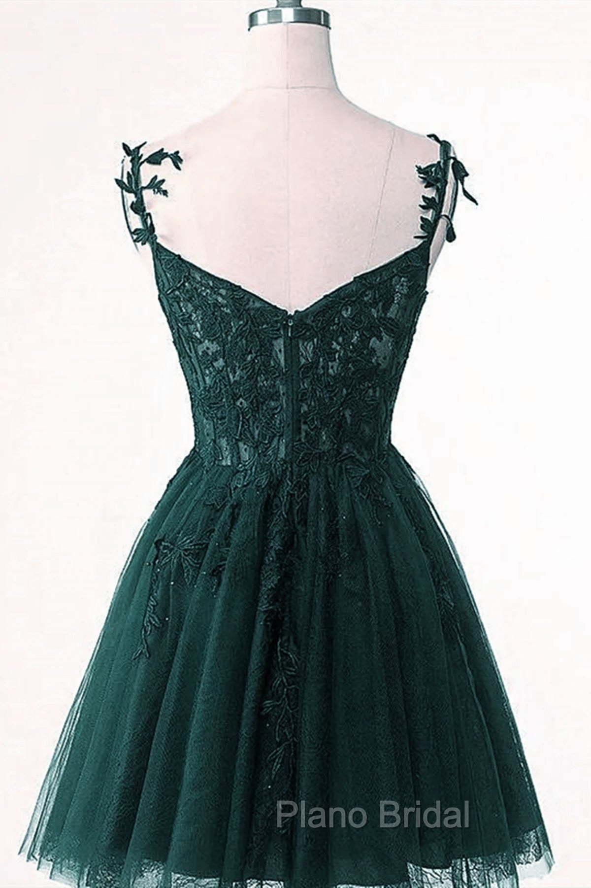 Cute Green Tulle Short Straps Sweetheart Homecoming Dresses, Green Short Formal Prom Dresses Secondary image